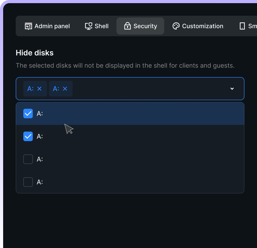 скрытие дисков и внешние накопители SmartShell